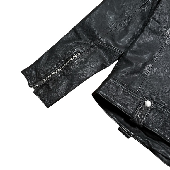 Lucky Brand Black Label Titan Slim Leather Moto Brando Jacket Black Mens Large - Picture 5 of 12